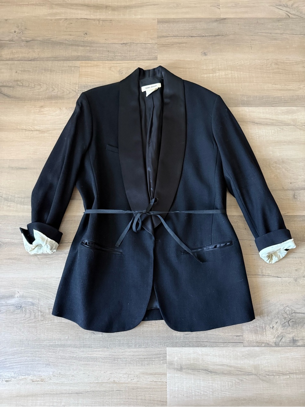 Isabel Marant x H&M Black Wool Silk Tuxedo Blazer - US 10 (Medium) - Picture 3 of 8